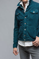 Walker Moleskin Jean Jacket In Petrolio/Blue - AXEL'S