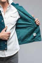 Walker Moleskin Jean Jacket In Petrolio/Blue - AXEL'S