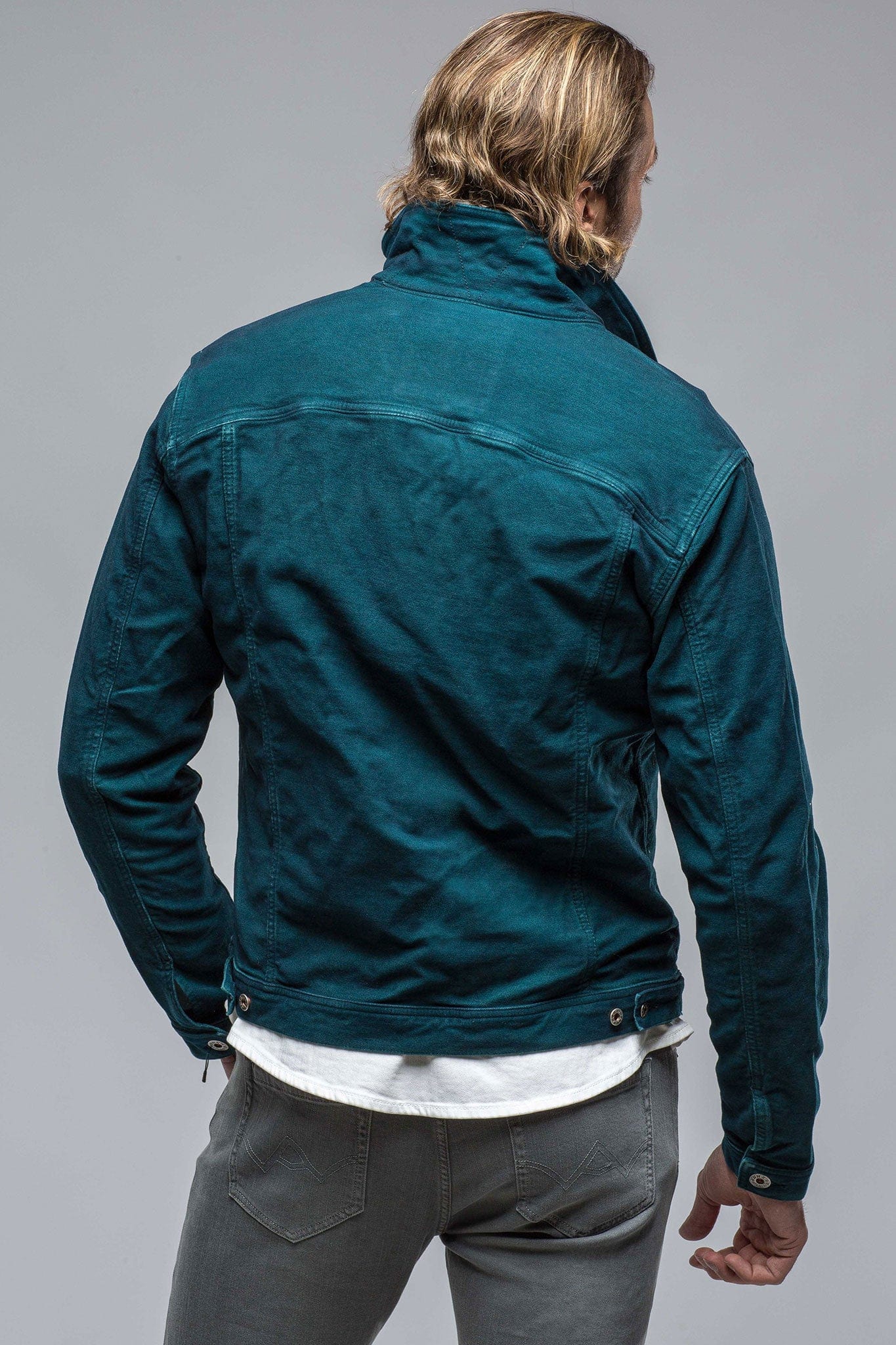 Walker Moleskin Jean Jacket In Petrolio/Blue - AXEL'S