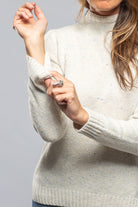 Anna Speckled Mock Neck Sweater In White - AXEL'S