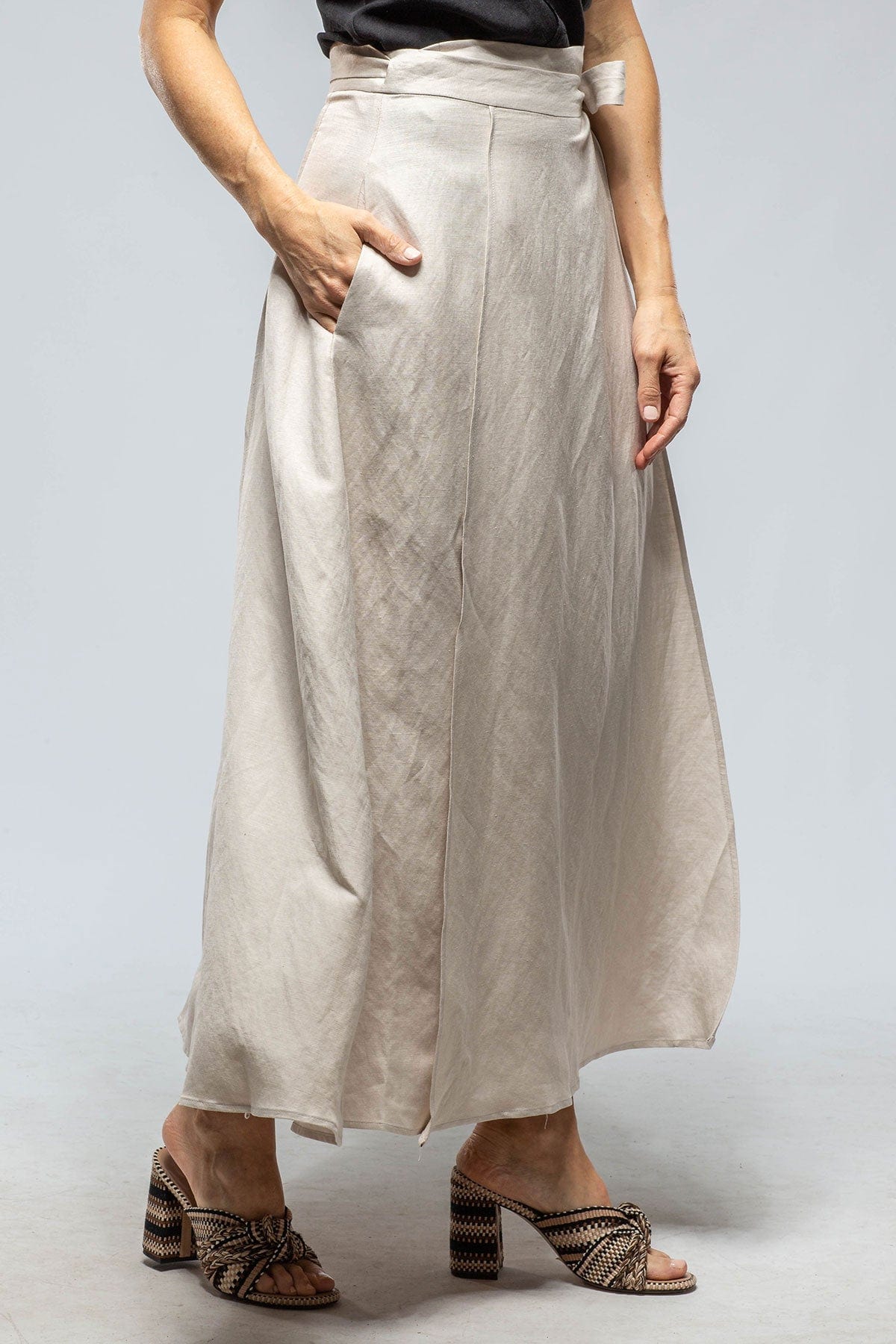 Casandra Wrap Linen Skirt In Ecru - AXEL'S