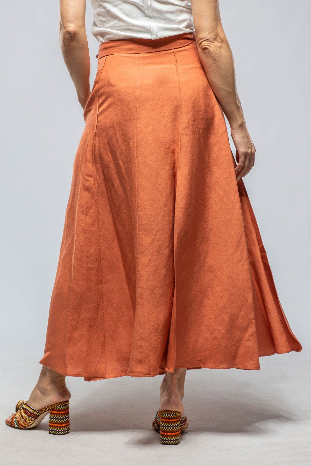 Casandra Wrap Linen Skirt In Persimmons - AXEL'S