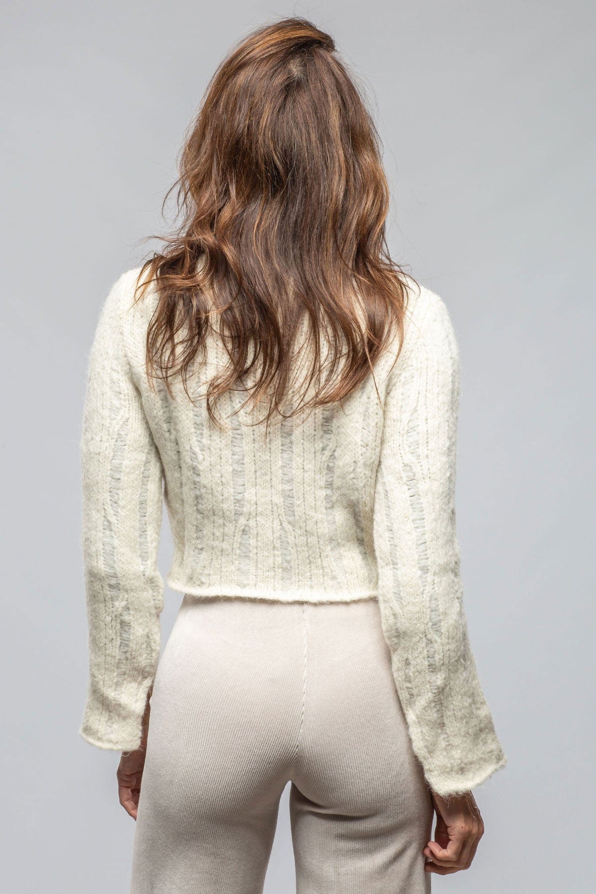 VOZ Tania Cropped Baby Alpaca Sweater In Ivory | Axel's of Vail