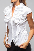 Kina Short Sleeve Ruffle Shirt In White - AXEL'S