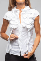 Kina Short Sleeve Ruffle Shirt In White - AXEL'S