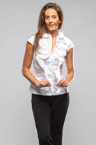 Kina Short Sleeve Ruffle Shirt In White - AXEL'S