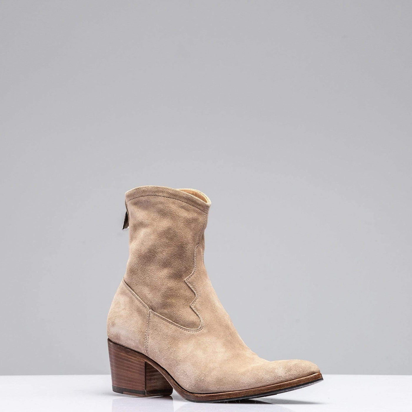 Diletta Suede Western Boot In Taupe - AXEL'S