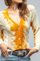 Chiara Cropped V-Neck Cardigan W/ Stains In Yellow - AXEL'S
