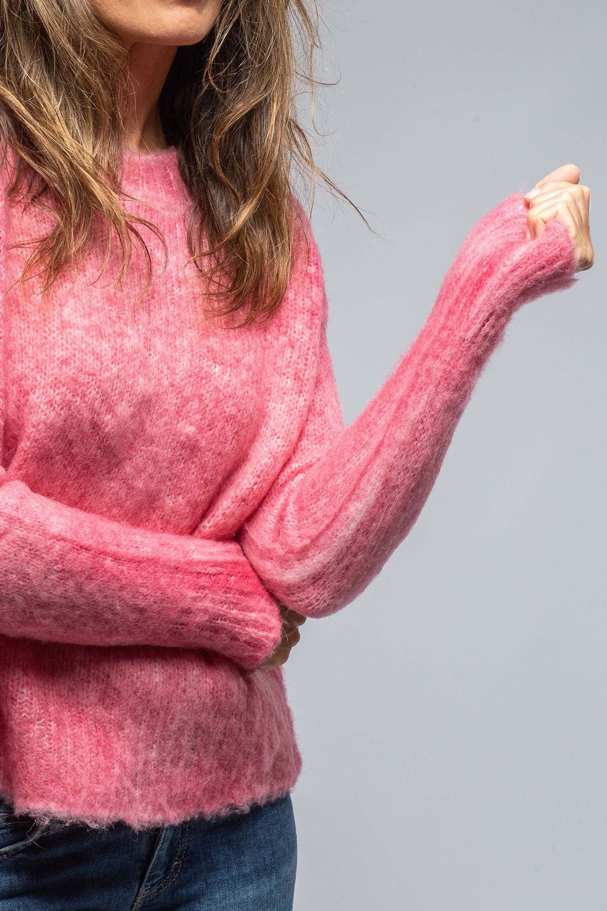 Gigi Cropped Alpaca Sweater In Dragon Fruit - AXEL'S