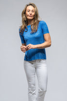 Nina Round Neck Ribbed T-Shirt In Gentian Blue - AXEL'S