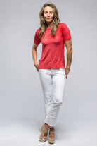Nina Round Neck Ribbed T-Shirt In Persimmons - AXEL'S
