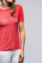 Nina Round Neck Ribbed T-Shirt In Persimmons - AXEL'S