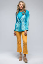 Roberta Dbl Brstd Shaded Jacket In Turquoise - AXEL'S