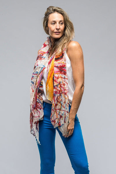 Splatter Painted Lightweight Cashmere Scarf In Multi - AXEL'S