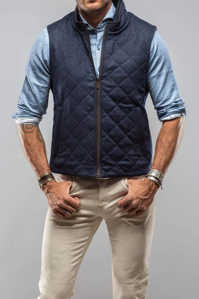 Elise Diamond Quilted Cashmere Vest in Navy - AXEL'S