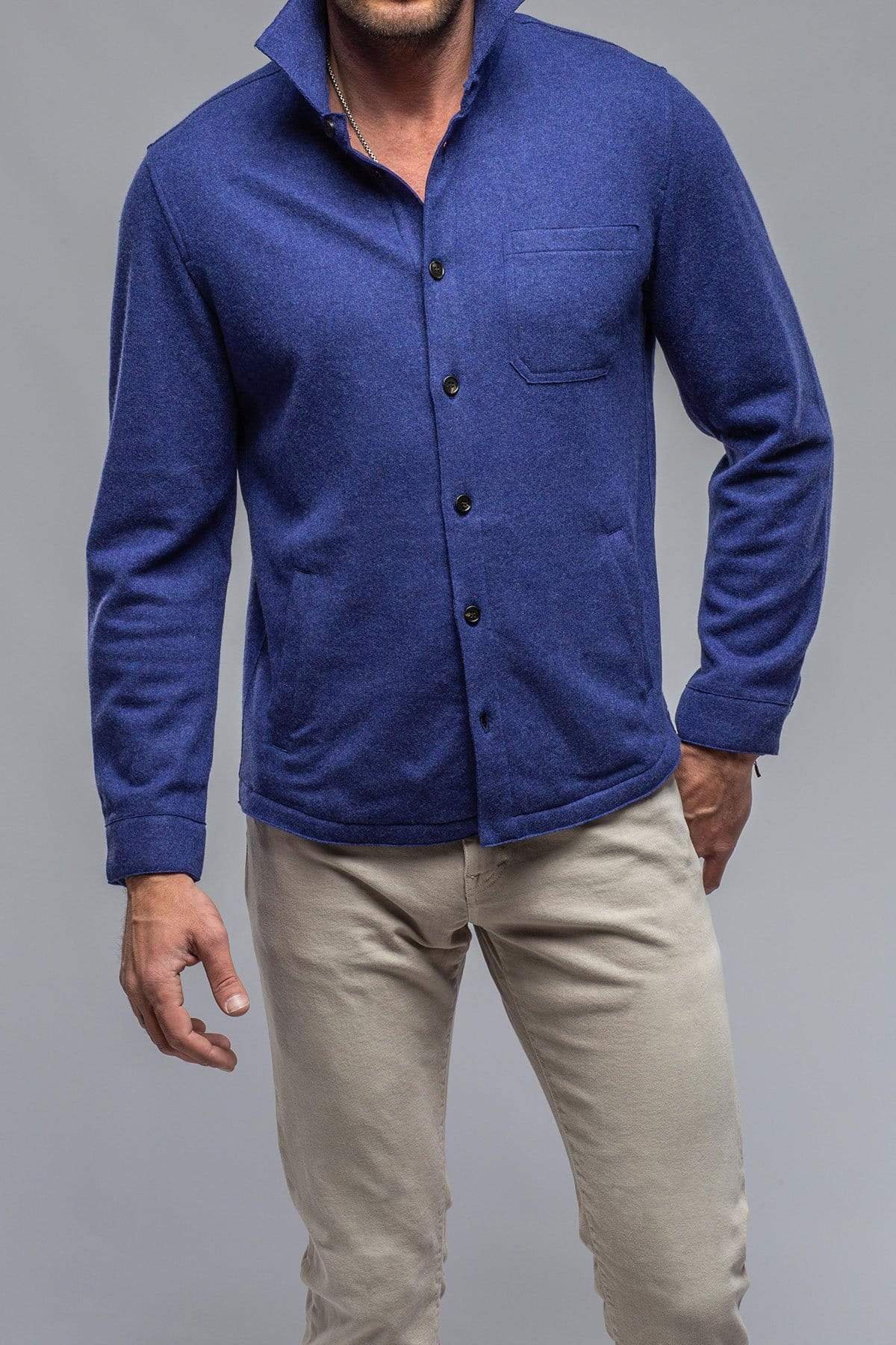 Tony Cashmere Overshirt in Blue - AXEL'S