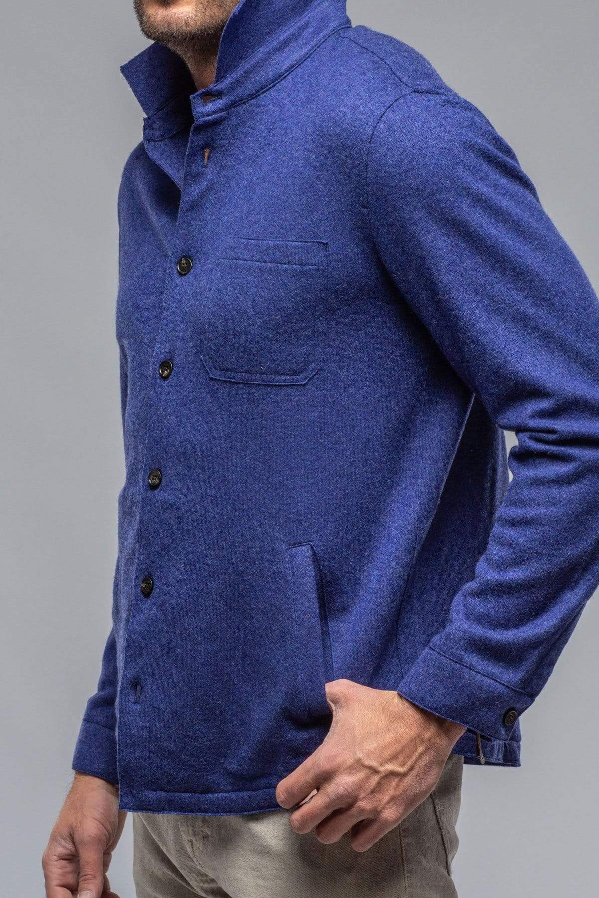 Tony Cashmere Overshirt in Blue - AXEL'S
