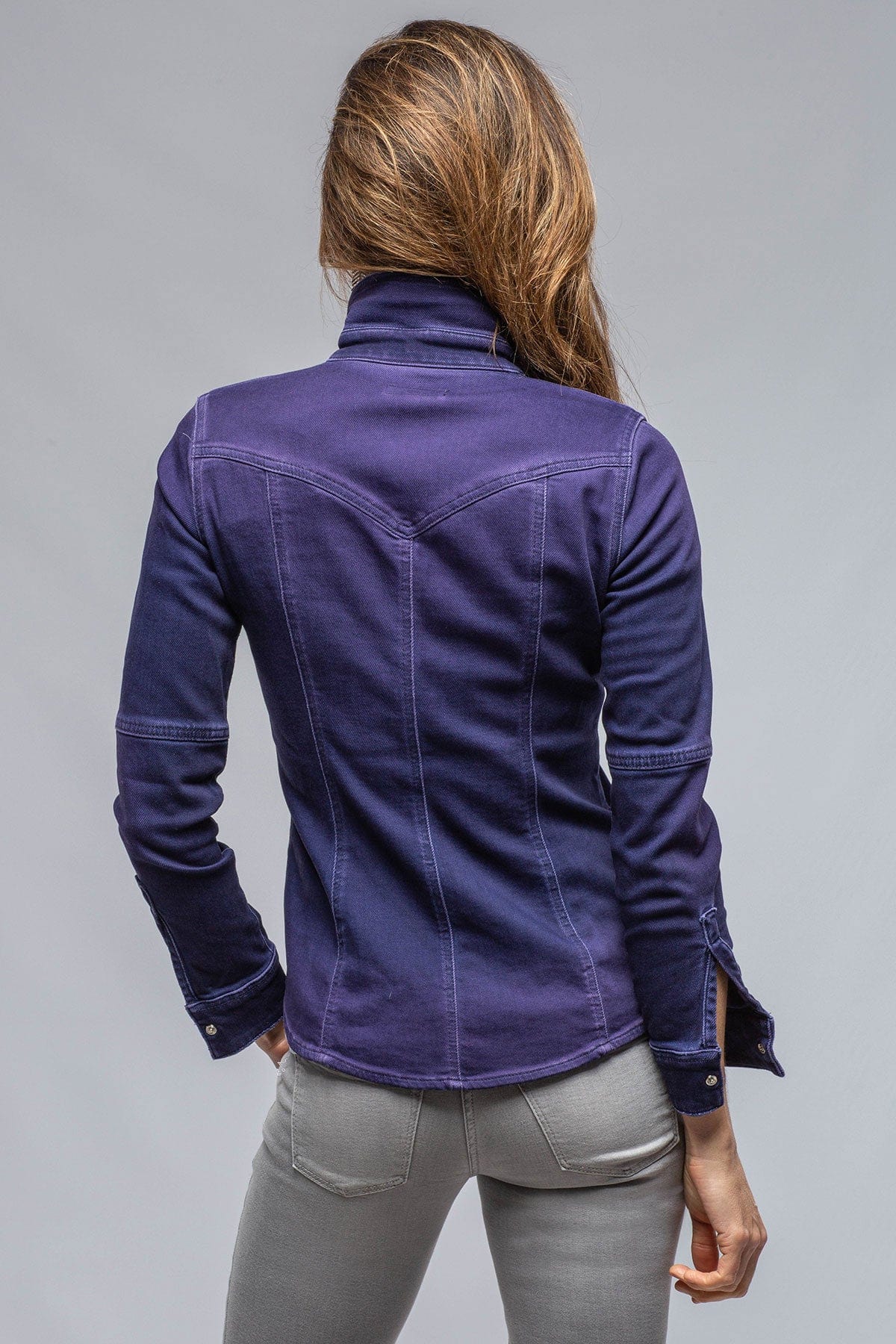 Maddi Fitted Western Snap Shirt In Blueberry - AXEL'S