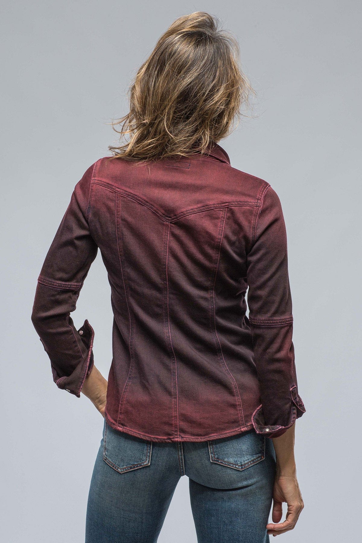 Maddi Fitted Western Snap Shirt In Bordeaux Over Dye - AXEL'S