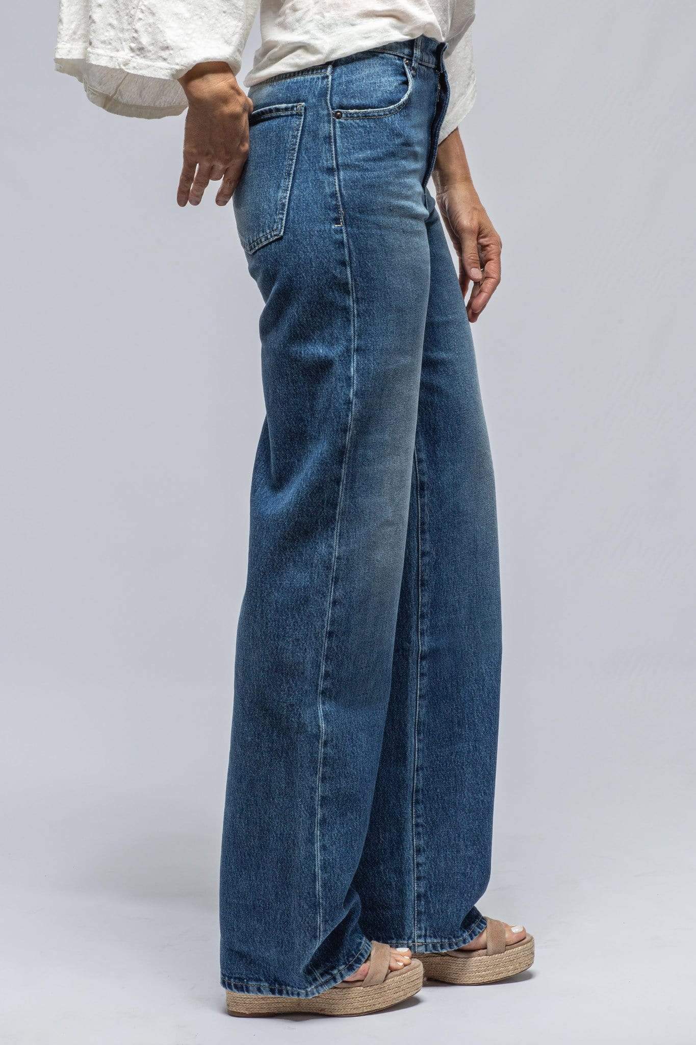 Martina High Rise Wide Leg Jean In Mid Blue - AXEL'S