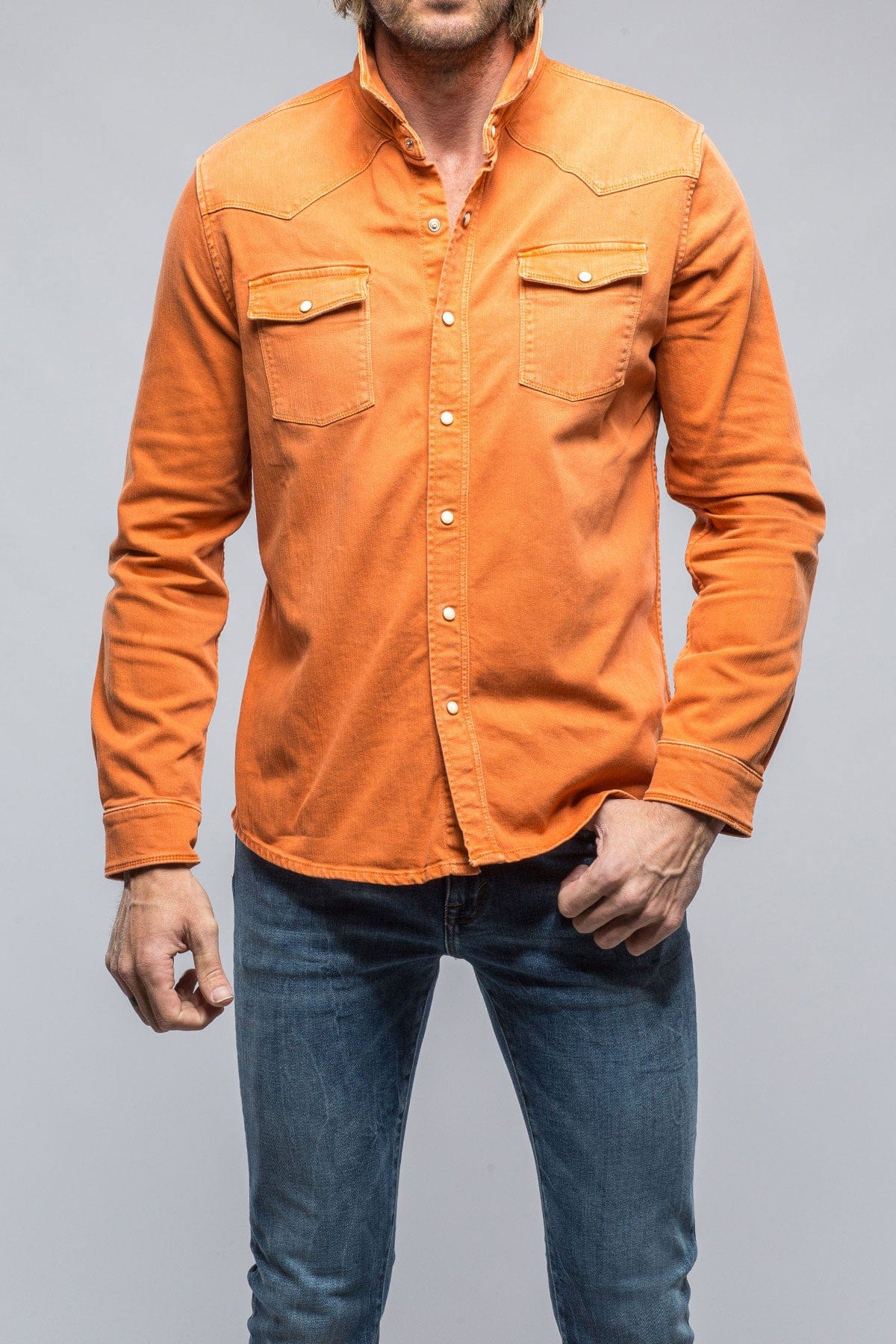 Ranger Colored Denim Snap Shirt In Arrancione - AXEL'S