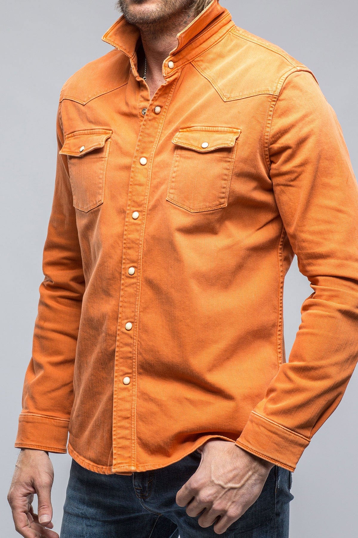 Ranger Denim Snap Shirt In Arrancione - AXEL'S