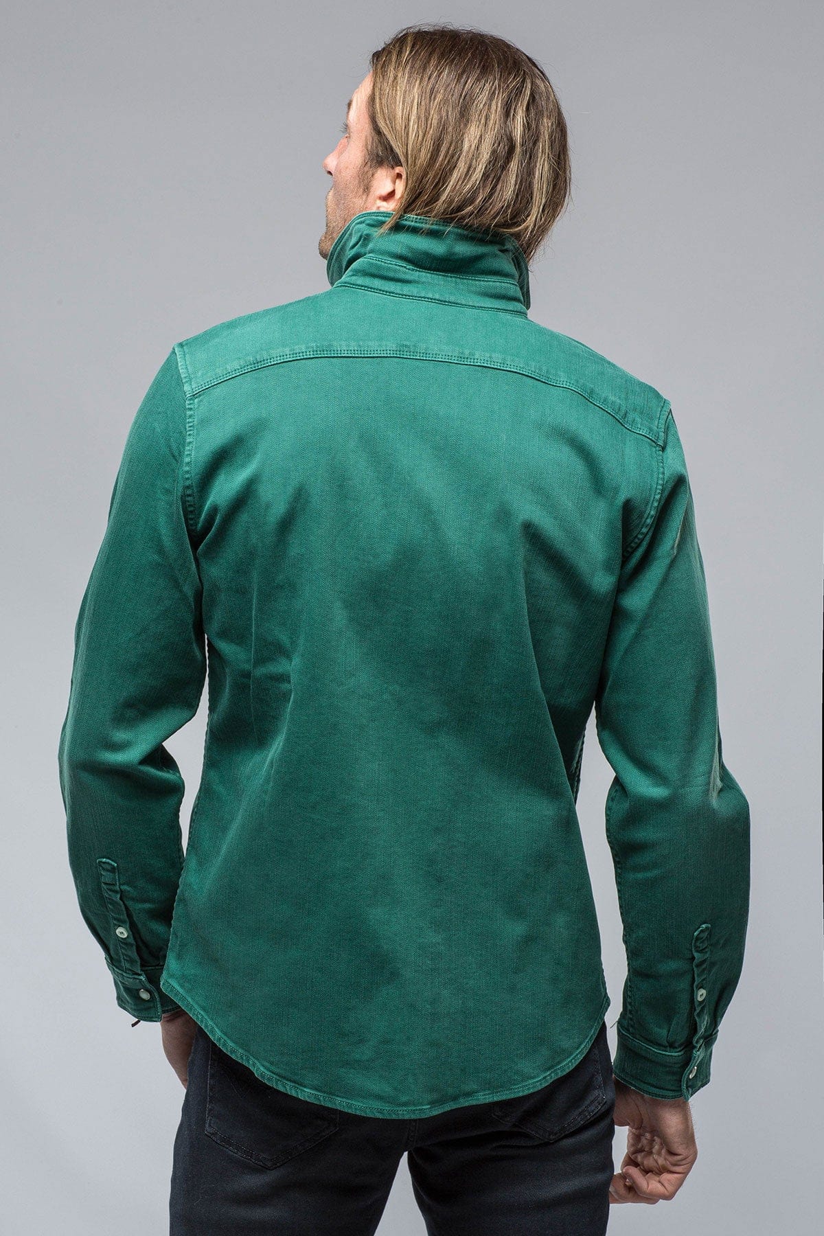 Ranger Colored Denim Snap Shirt In Green - AXEL'S