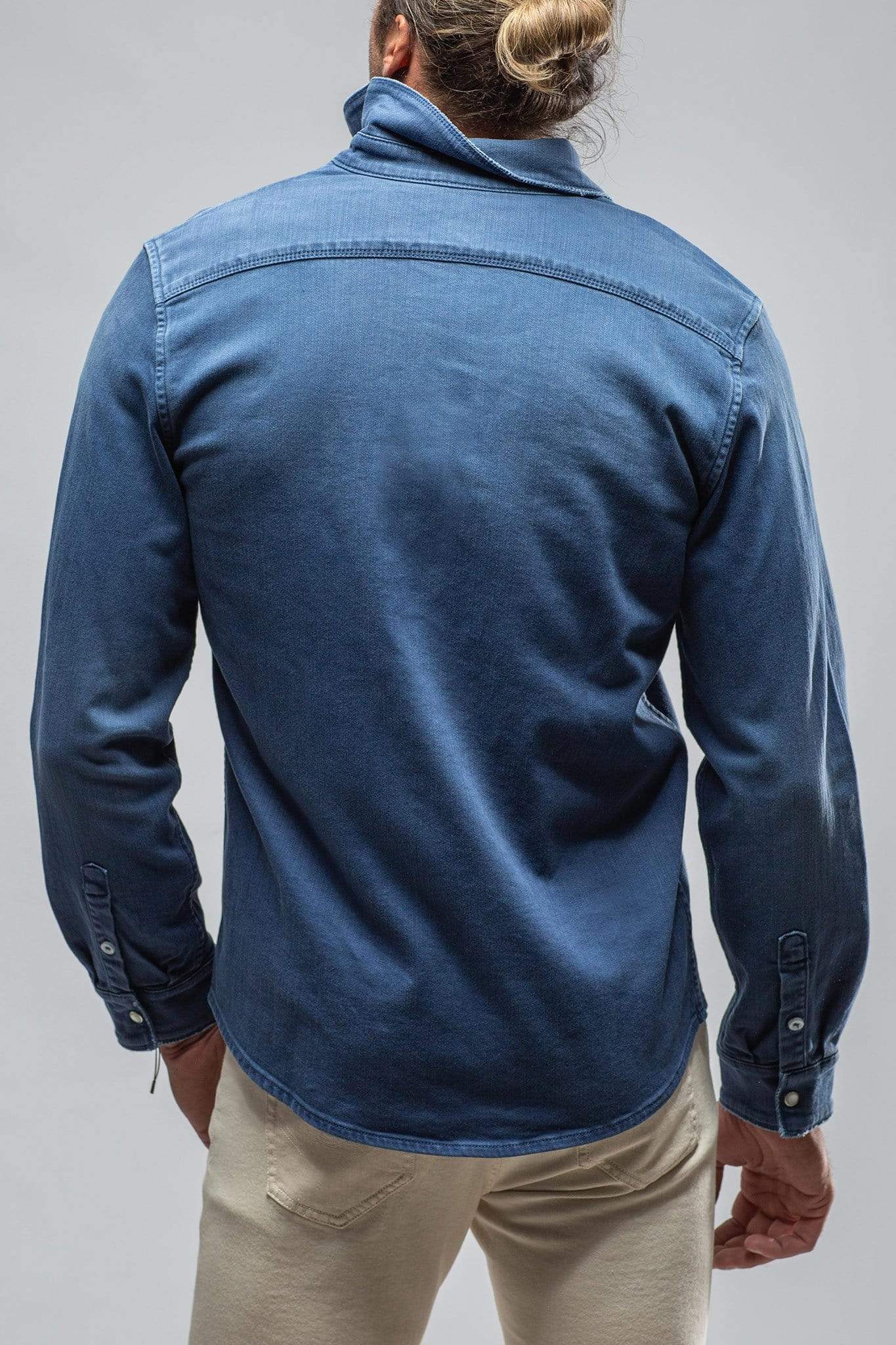 Ranger Colored Denim Snap Shirt In Indaco - AXEL'S