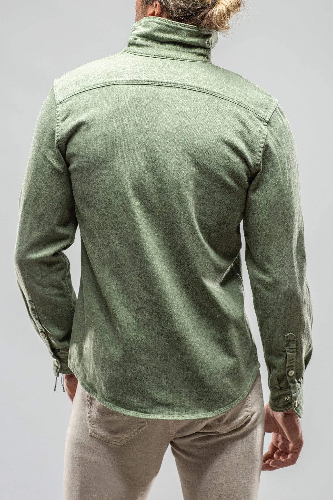 Ranger Colored Denim Snap Shirt In Menta - AXEL'S