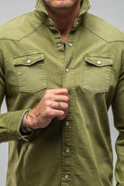 Ranger Colored Denim Snap Shirt In Avocado - AXEL'S
