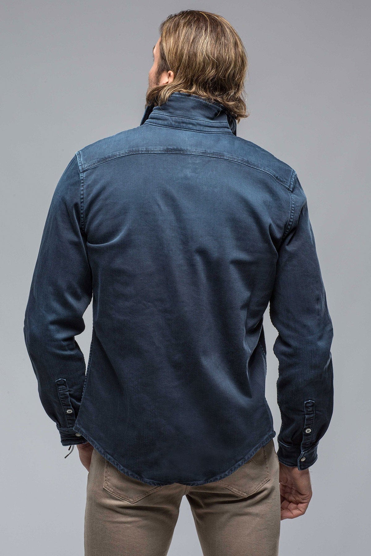 Axel's Premium Denim Ranger Colored Denim Snap Shirt In Blue Navy
