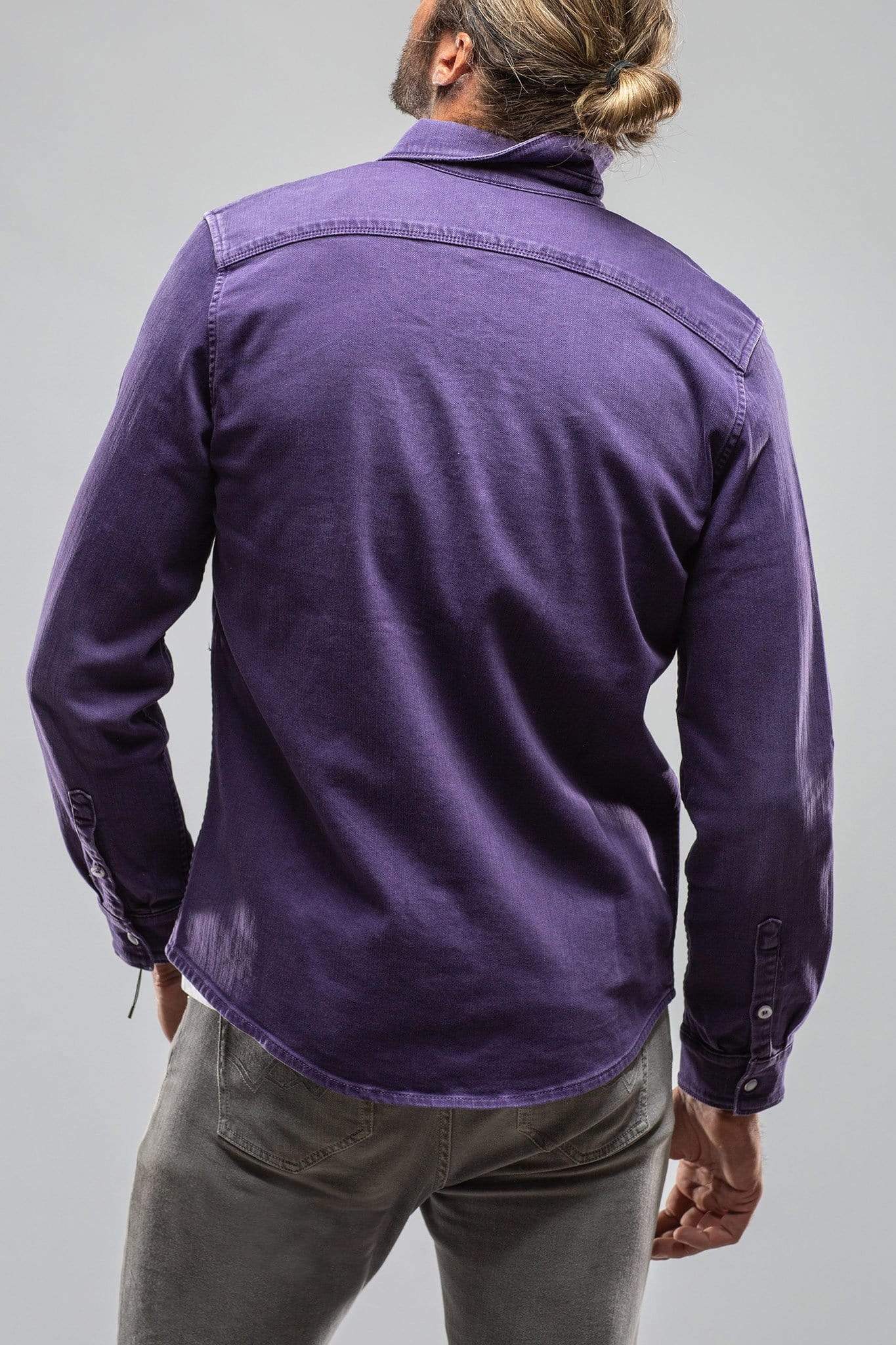 Axel's Premium Denim Ranger Colored Denim Snap Shirt In Mirtillo