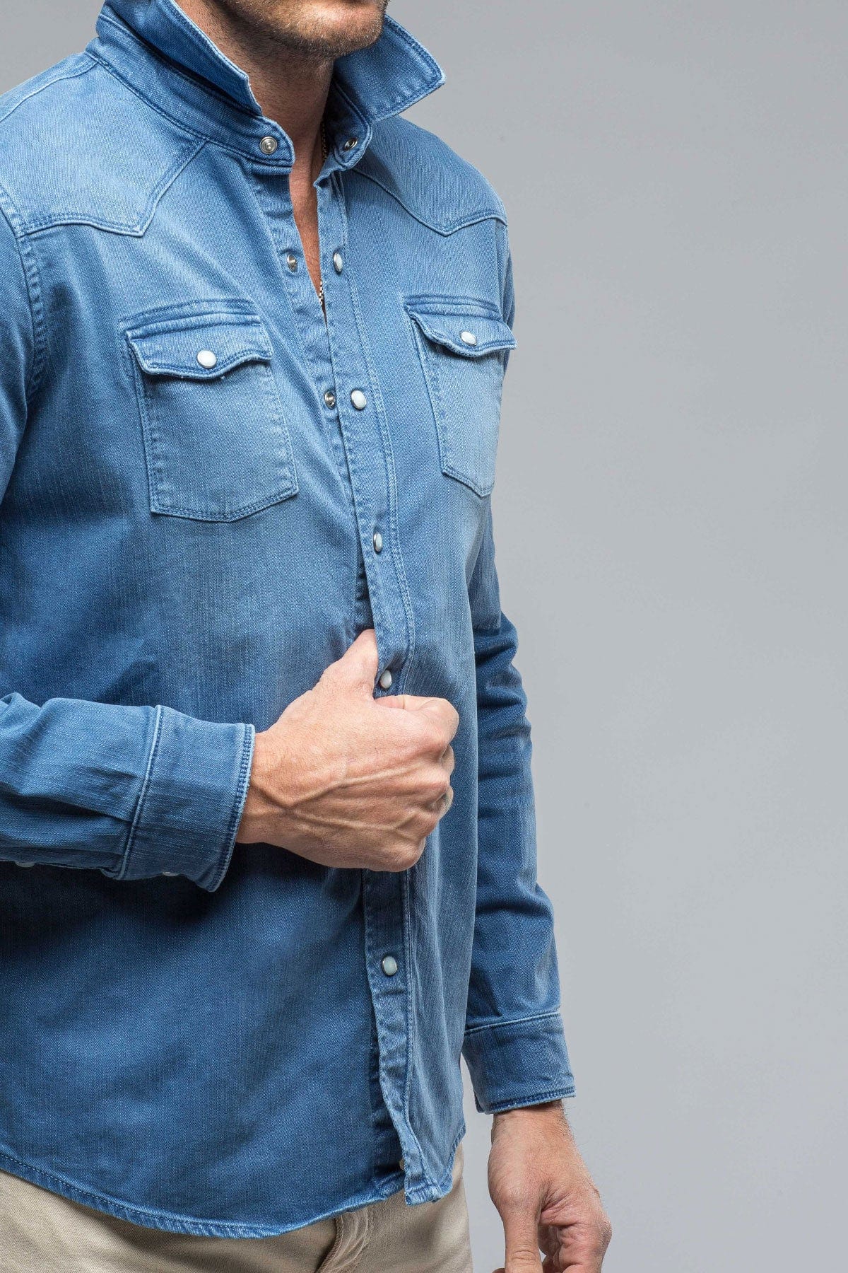 Ranger Denim Snap Shirt In Olympic Blue - AXEL'S