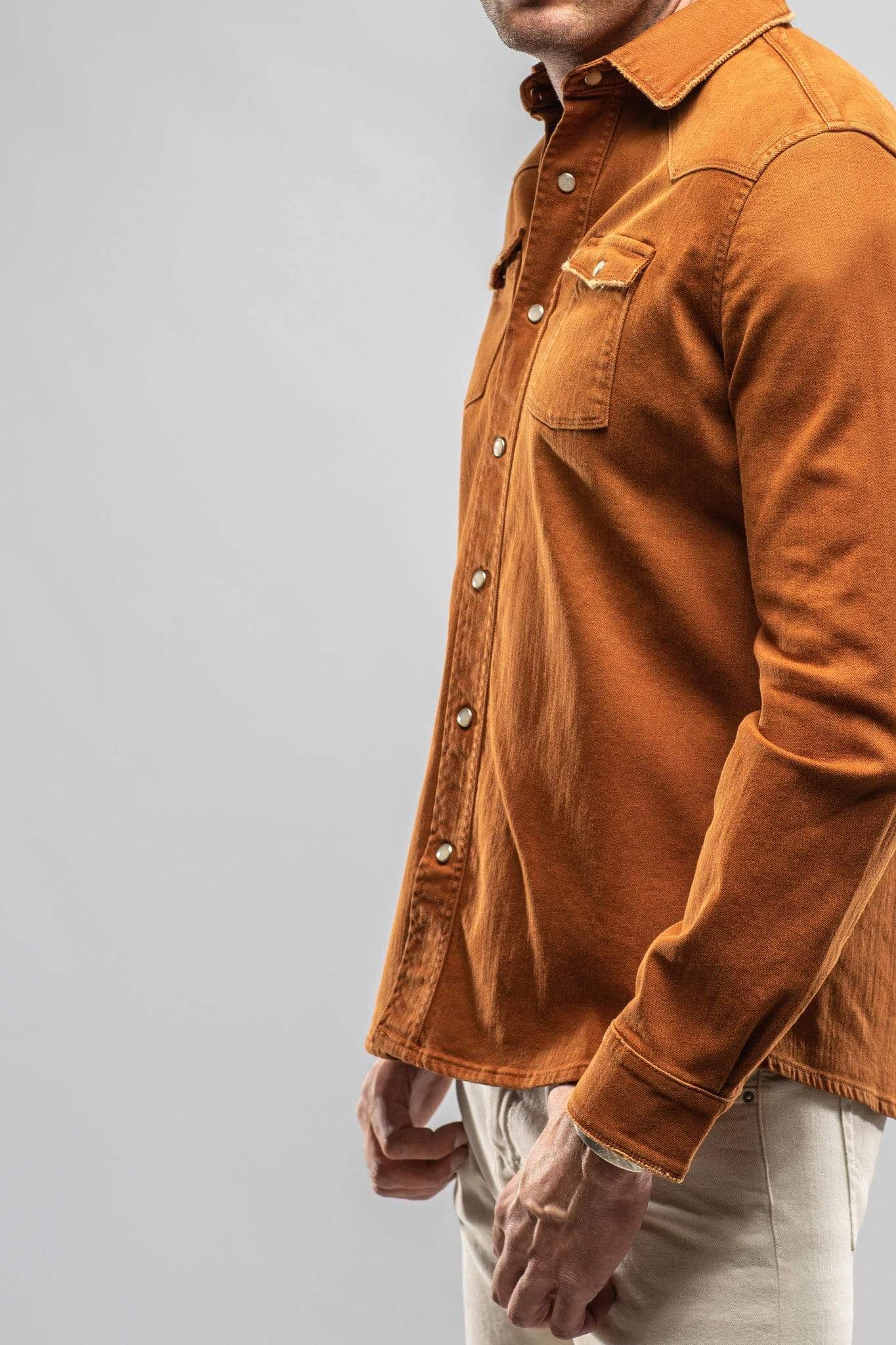 Ranger Colored Denim Snap Shirt In Ruggine - AXEL'S