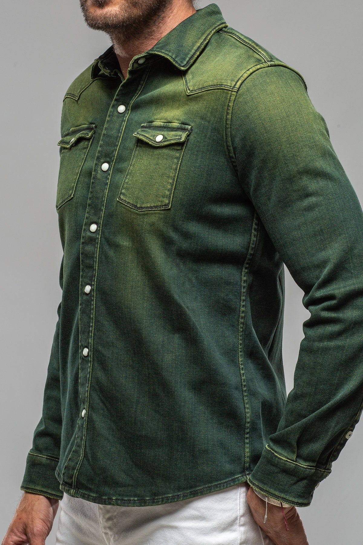 Roper Over-Dyed Western Snap Shirt In Avocado - AXEL'S
