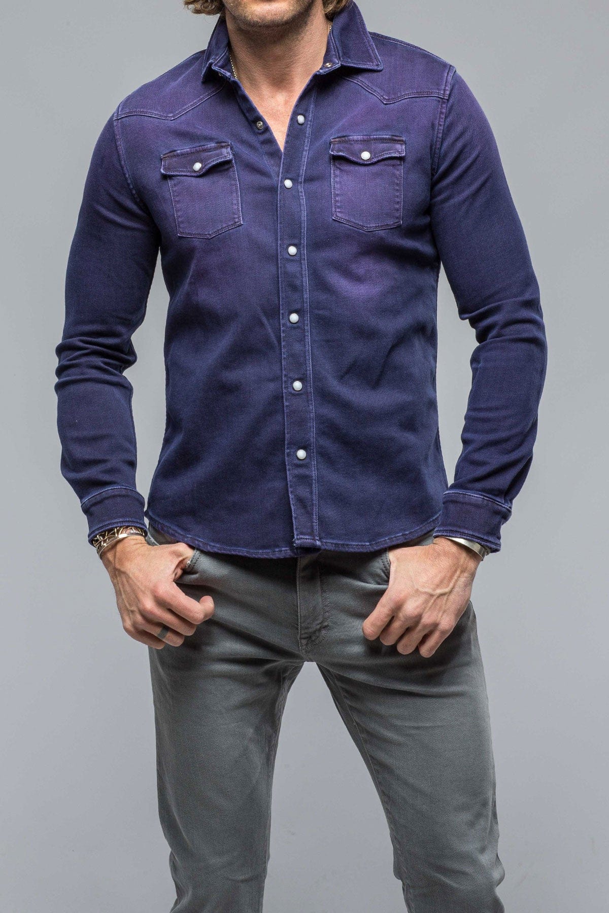 Roper Over-Dyed Western Snap Shirt In Mirtillo - AXEL'S