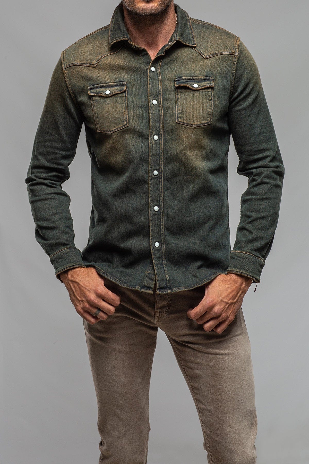 Roper Over-Dyed Western Snap Shirt In Overdyed Ruggine - AXEL'S
