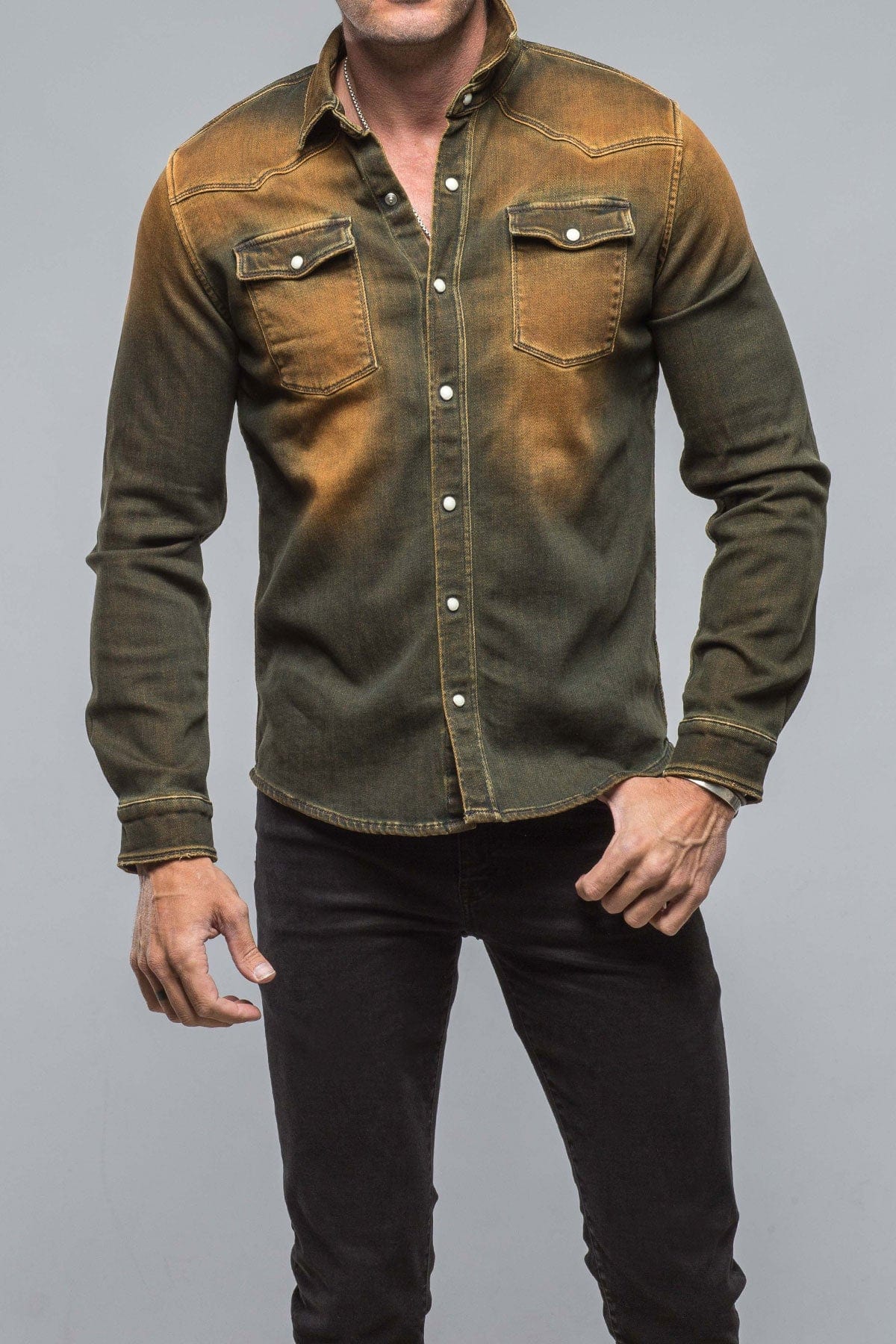 Roper Over-Dyed Western Snap Shirt In Papaya - AXEL'S