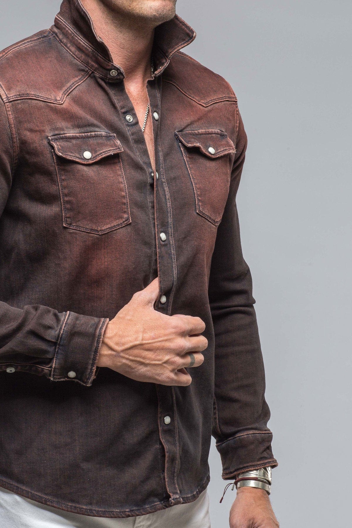 Roper Western Snap Shirt In Ruggine Rust - AXEL'S