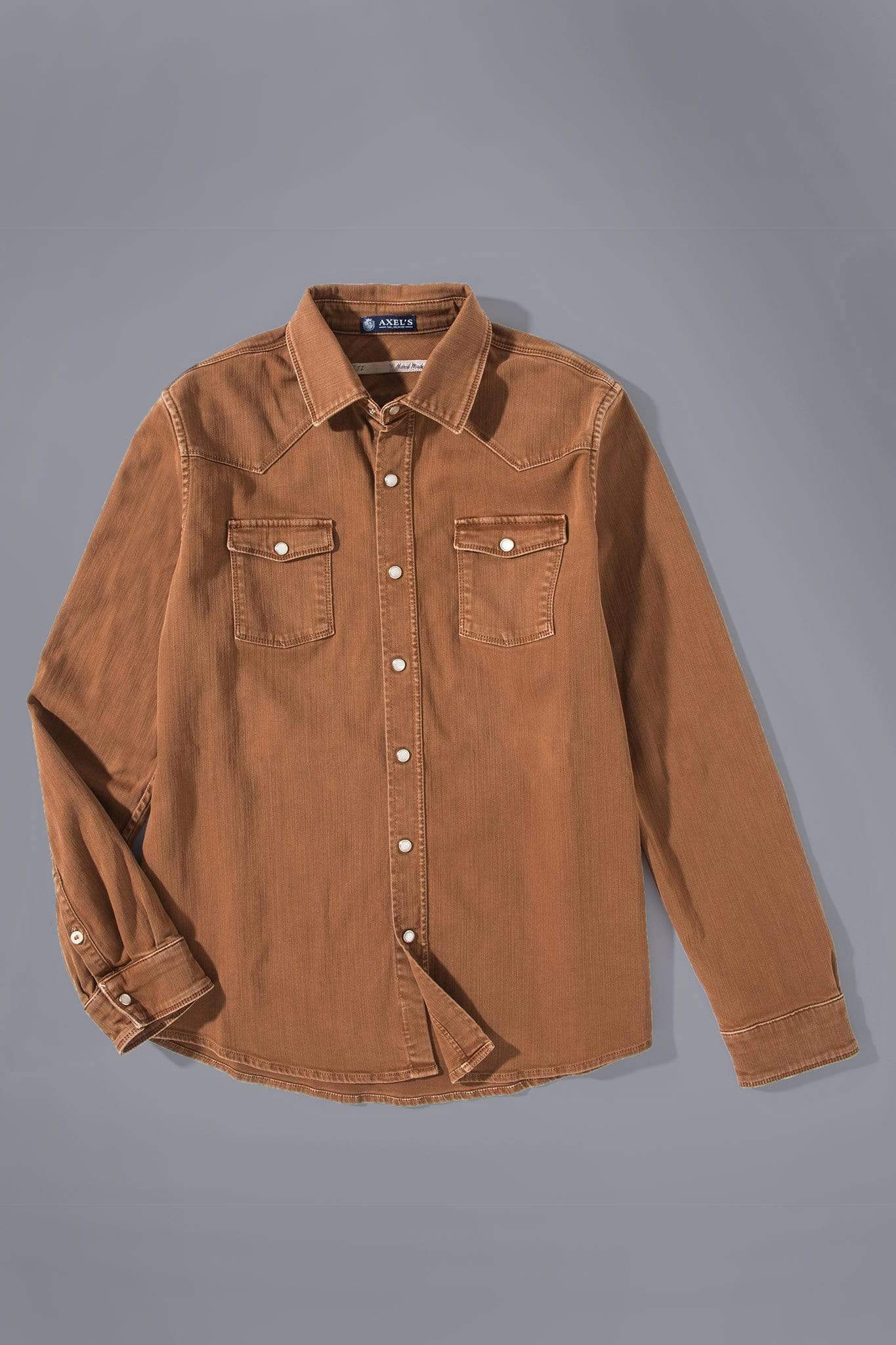 Ranger Colored Denim Snap Shirt In Stoned Ruggine - AXEL'S