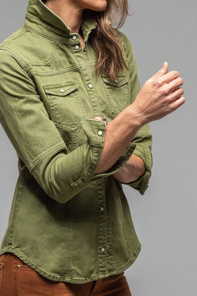 Sweetwater Stone Wash Denim Shirt In Avocado - AXEL'S