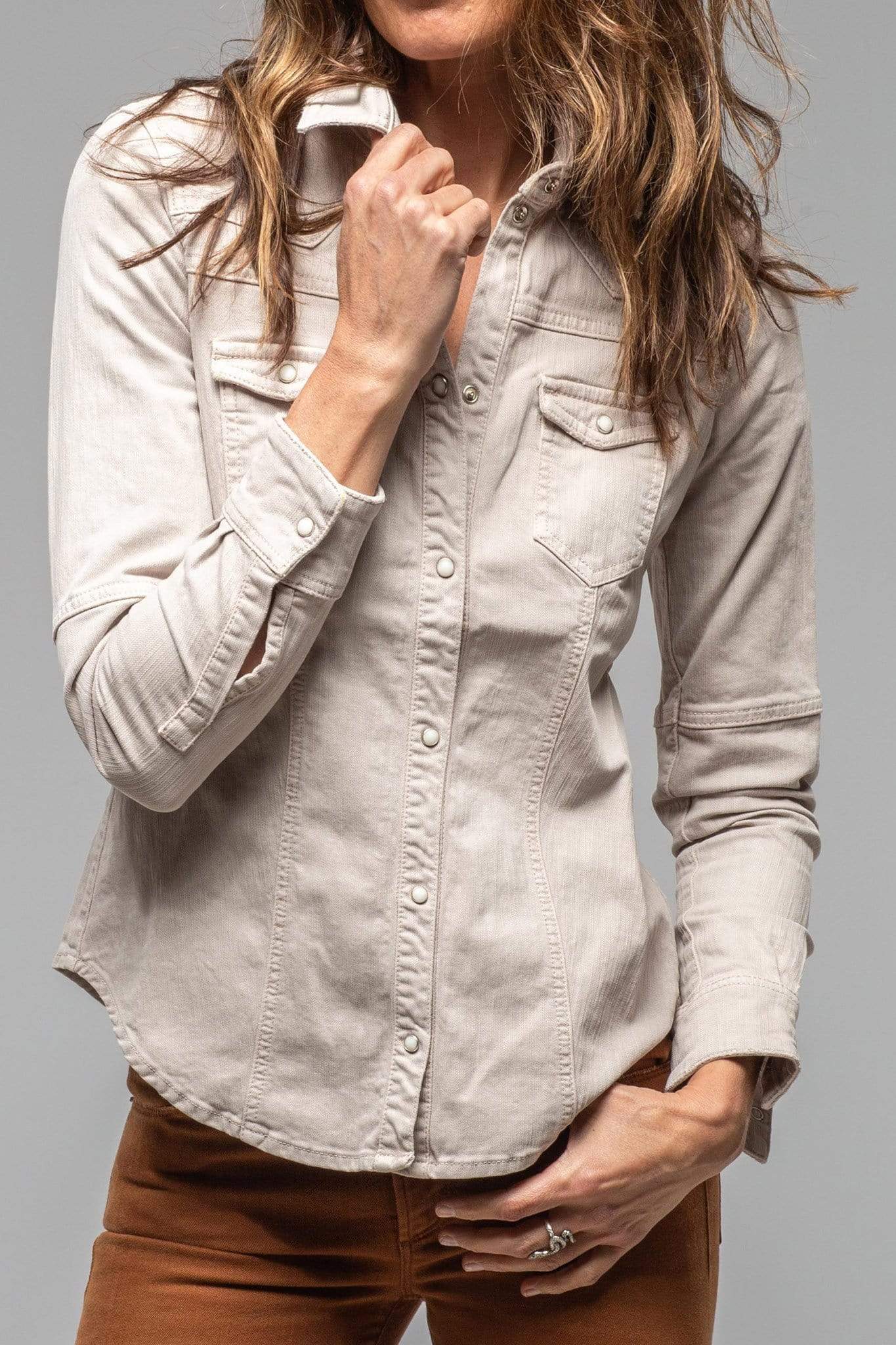 Axel's Premium Denim Sweetwater Stone Wash Denim Shirt In Sasso