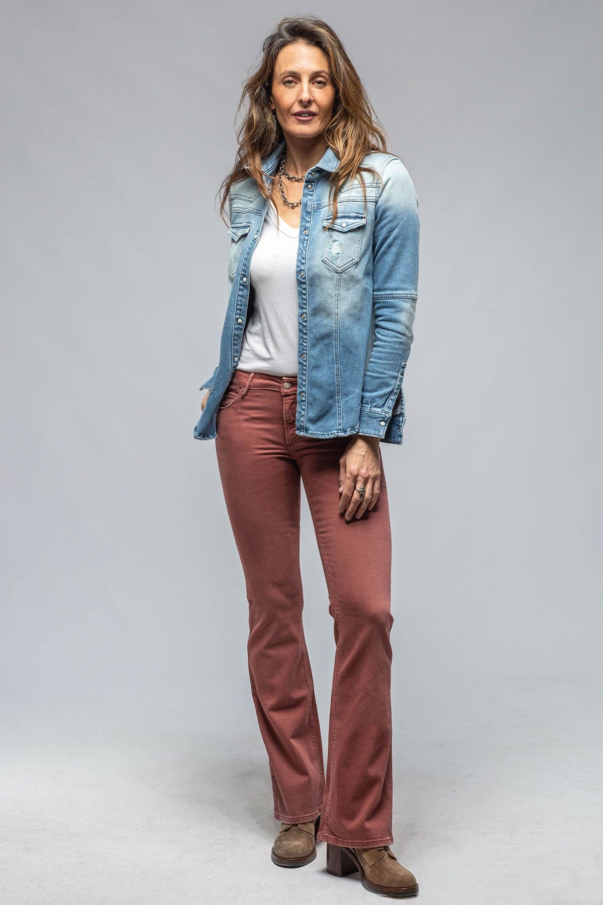 Tommy Flare Jeans In Terracotta - AXEL'S