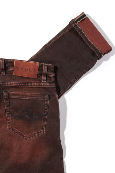 Waylon Over-Dyed Stretch Denim In Ruggine Rust - AXEL'S