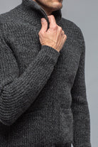 Galway Chunky Cashmere Full Zip In Charcoal - AXEL'S
