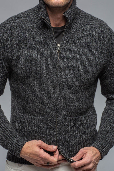 Galway Chunky Cashmere Full Zip In Charcoal - AXEL'S