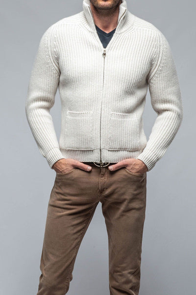 Galway Chunky Cashmere Full Zip in Whisp - AXEL'S