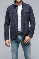 Bello Suede Shirt in Blue - AXEL'S