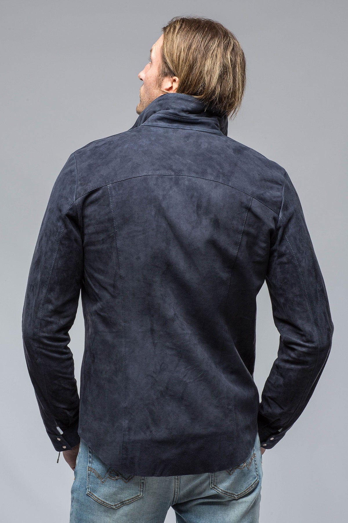 Bello Suede Shirt in Blue - AXEL'S