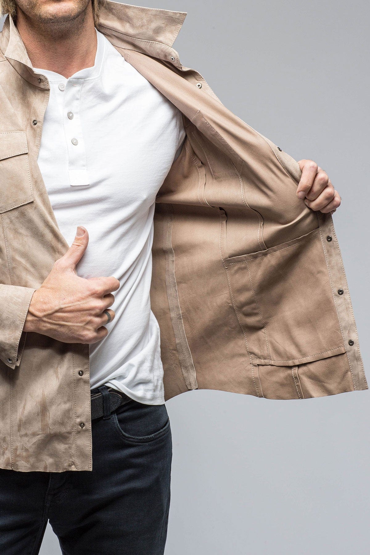 Bello Suede Shirt in Roccia - AXEL'S